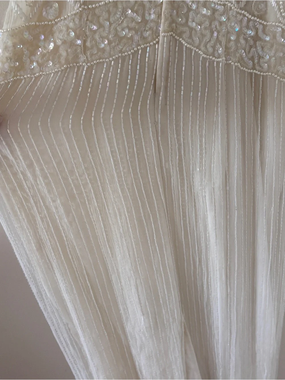 Vintage Ivory Beaded & Sequin Formal Dress - Picture 8 of 13